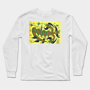 vania has brided a serpent by the beard and rides through town 1983 - Maria Primachenko Long Sleeve T-Shirt